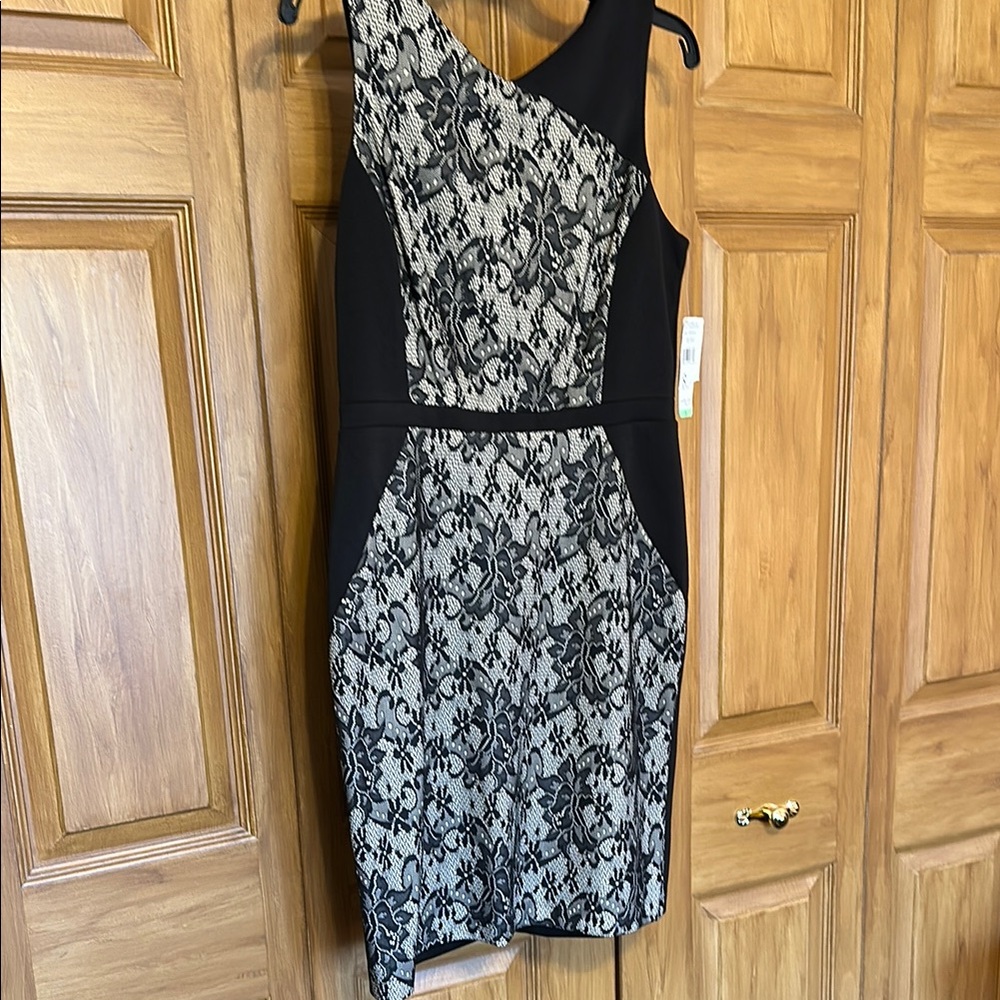 Elegant Black and Gray Lace Dress